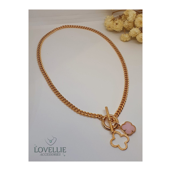 Pembe Taşlı Tory Kolye