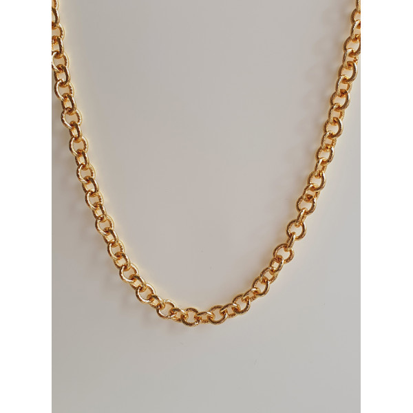 Yuvarlak Hasır Gold Kolye