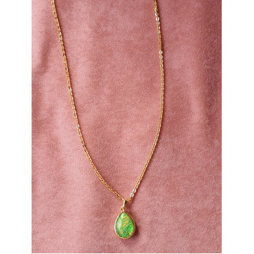 Yeşil Sedefli Damla Gold Kolye