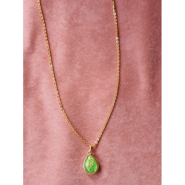 Yeşil Sedefli Damla Gold Kolye