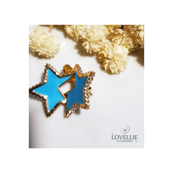 Işıltılı Mavi Yıldız Küpe