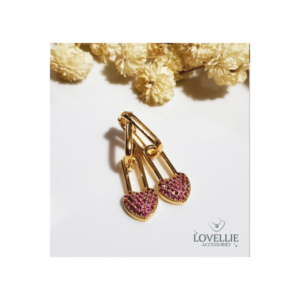 Kilit Detaylı Kalp Küpe