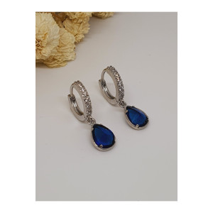 Mavi Taşlı Silver Kü...