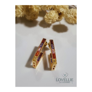 Renkli Taşlı Gold Kü...