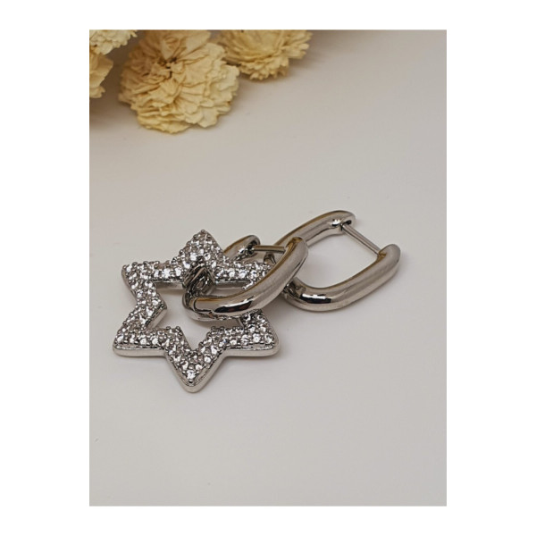 Silver Zirkon Taşlı Yıldız Küpe
