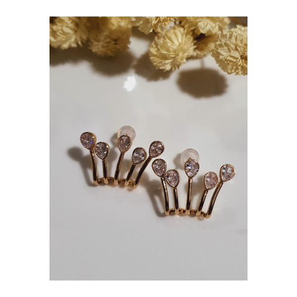 Taç Detaylı Gold Küpe