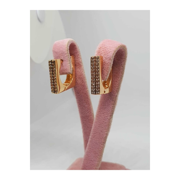 Yeni Taşlı Gold Tarz Küpe